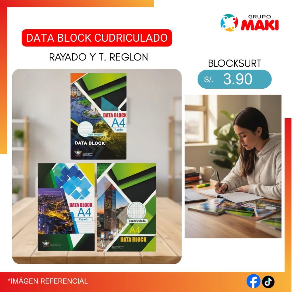 DATA BLOCK CUDRICULADO, RAYADO Y T. REGLON