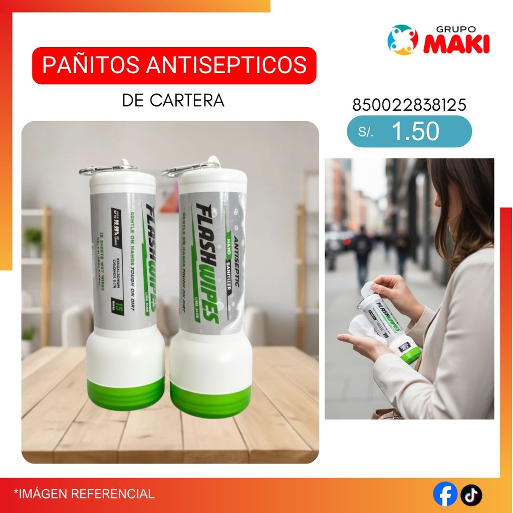 PAÑITOS ANTISEPTICOS DE CARTERA