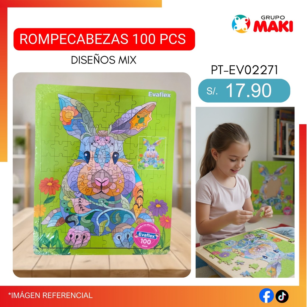 ROMPECABEZAS 100 PCS DISEÑOS MIX