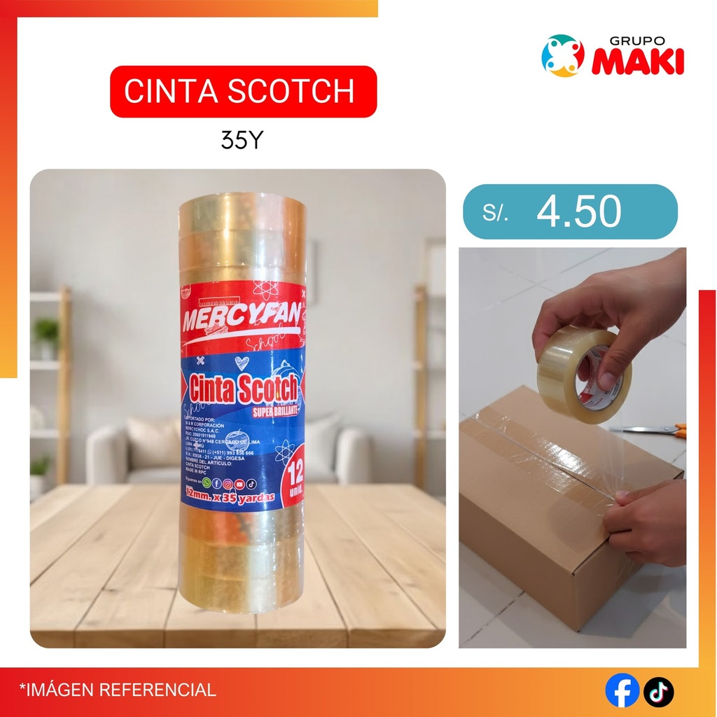CINTA SCOTCH 12MM X 35Y X 12UNI