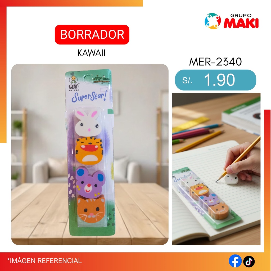 BORRADOR KAWAII X 4UNI MER-2340