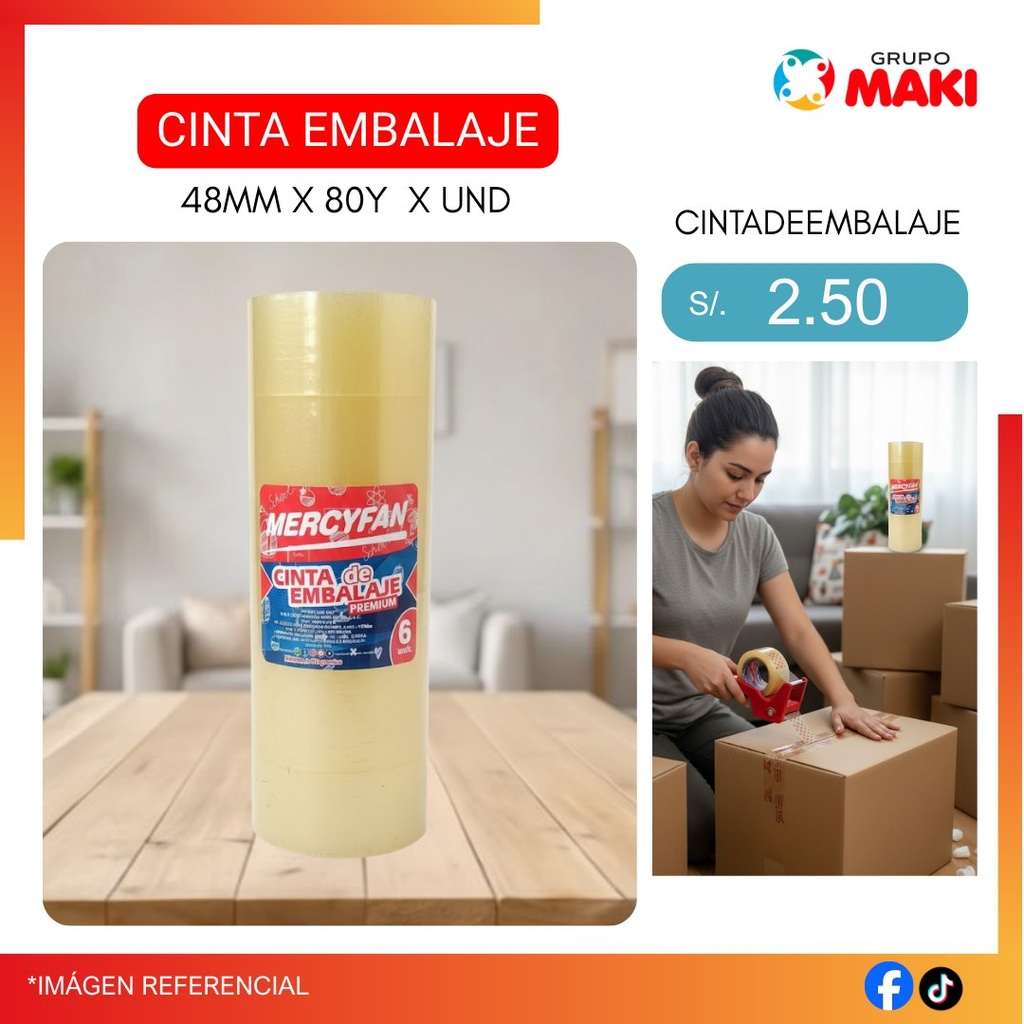 CINTA EMBALAJE 48MM X 80Y