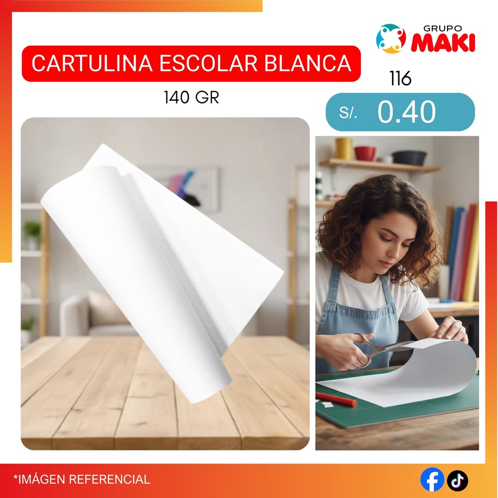 CARTULINA ESCOLAR BLANCA 140GR