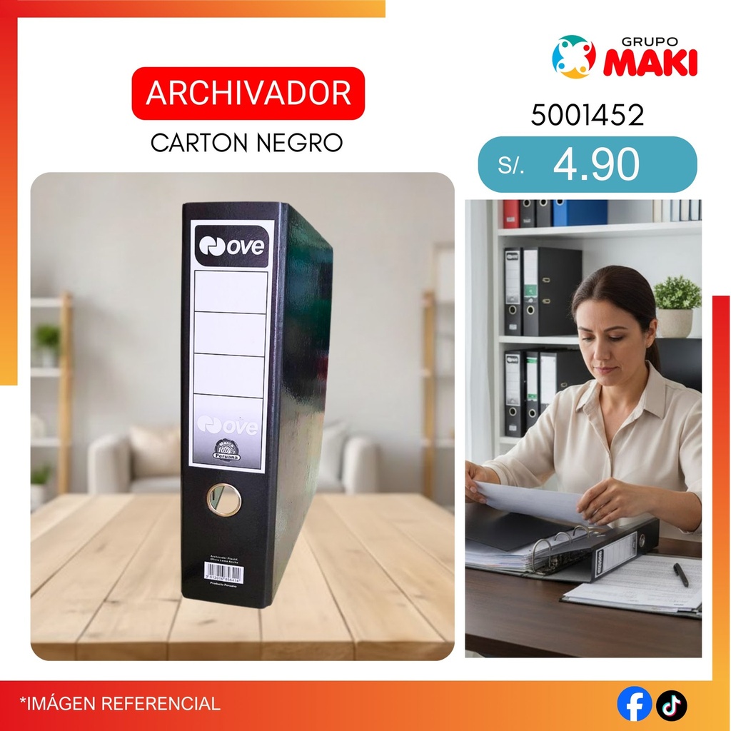 ARCHIVADOR CARTON NEGRO