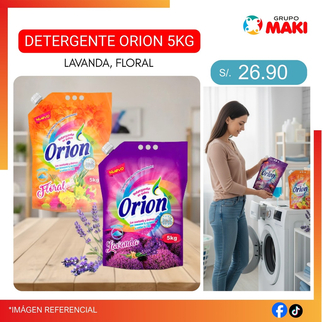 DETERGENTE LAVANDA ORION CON BOCA 5KG