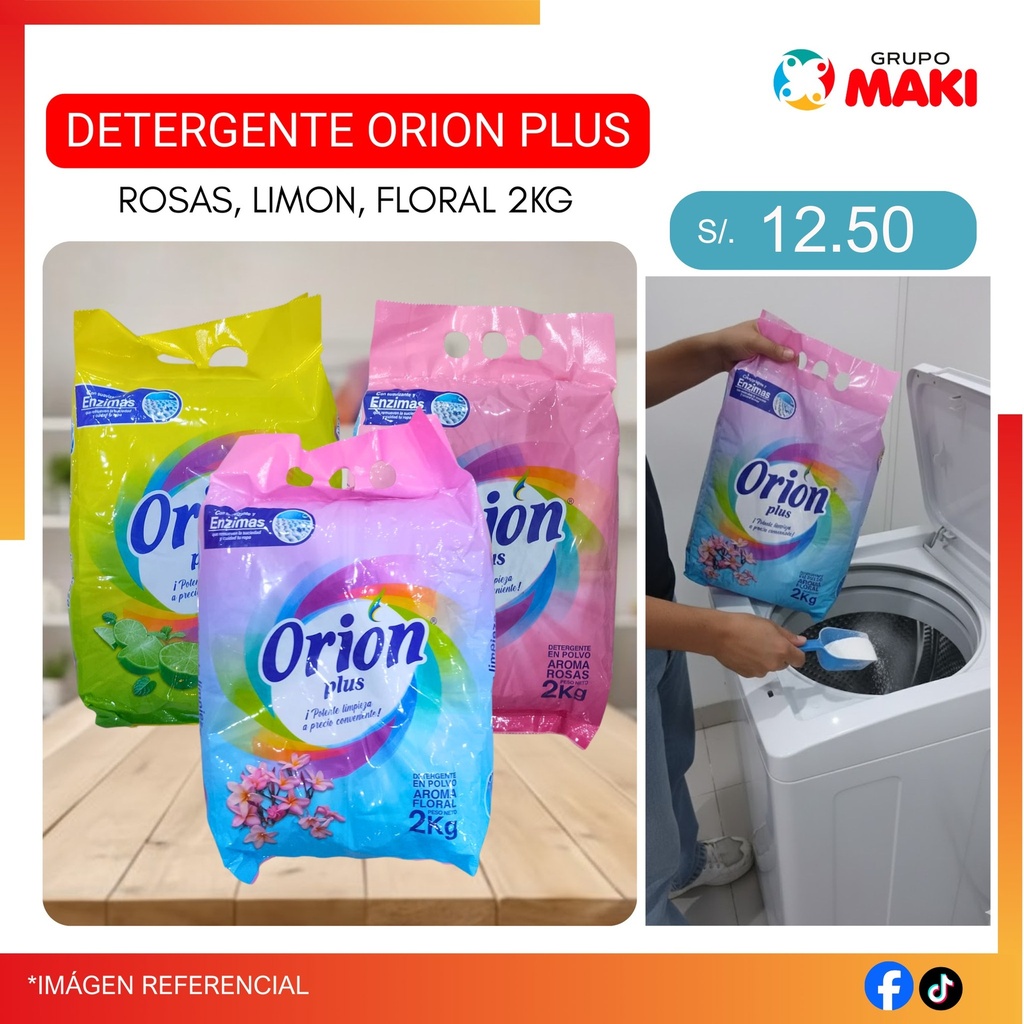DETERGENTE POWDER ORION PLUS ROSAS 2KG