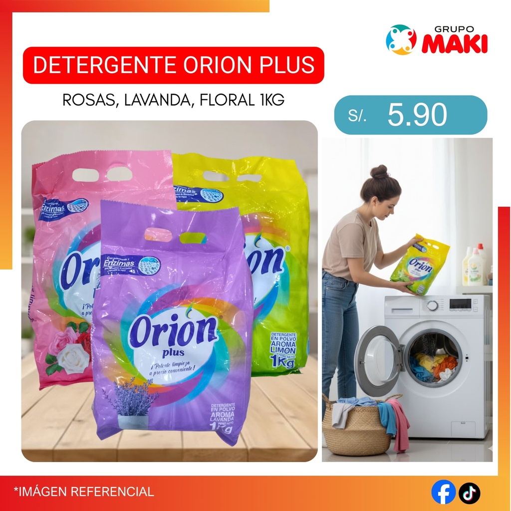 DETERGENTE POWDER ORION PLUS LIMON 1KG