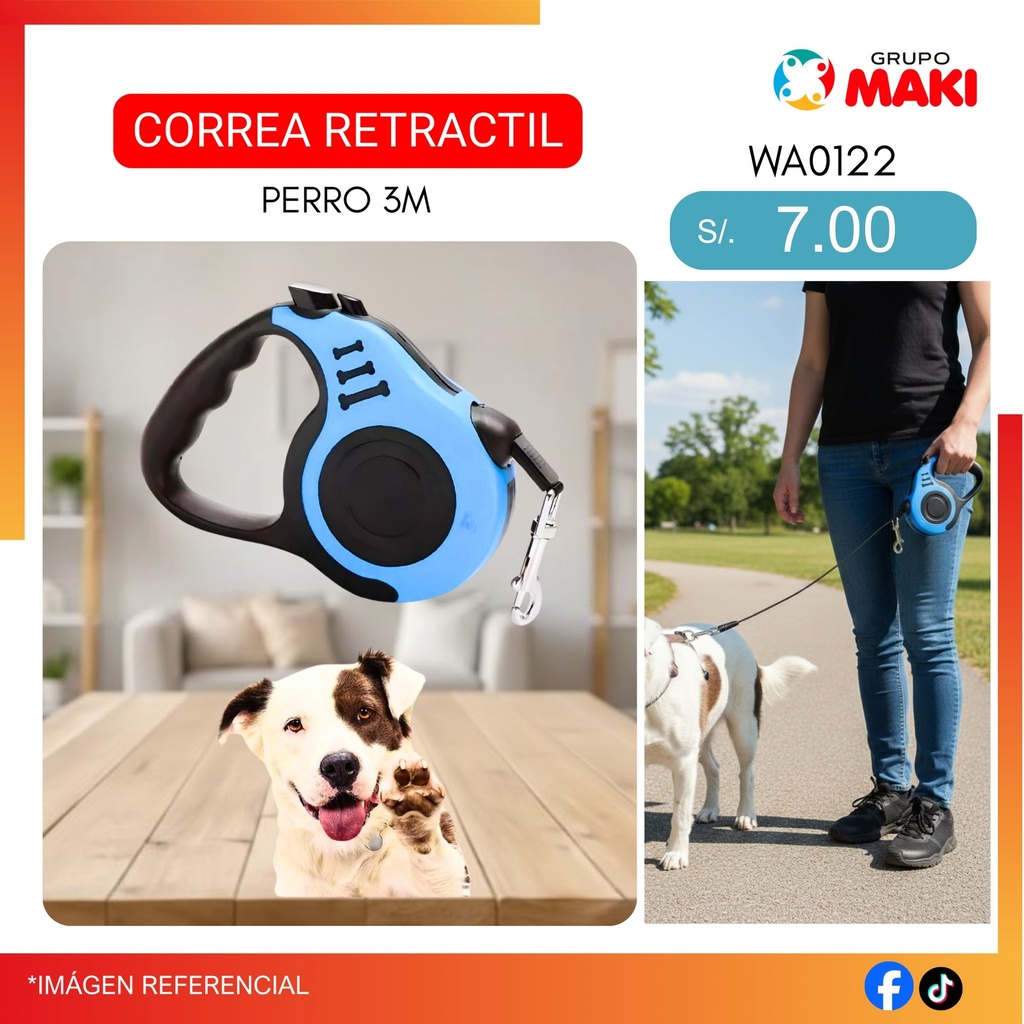 CORREA RETRACTIL P/PERRO 3M