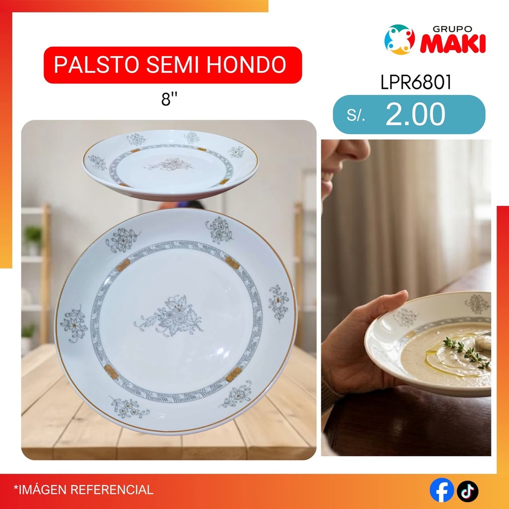 PLASTO SEMI HONDO 8" LPR6801 22/08