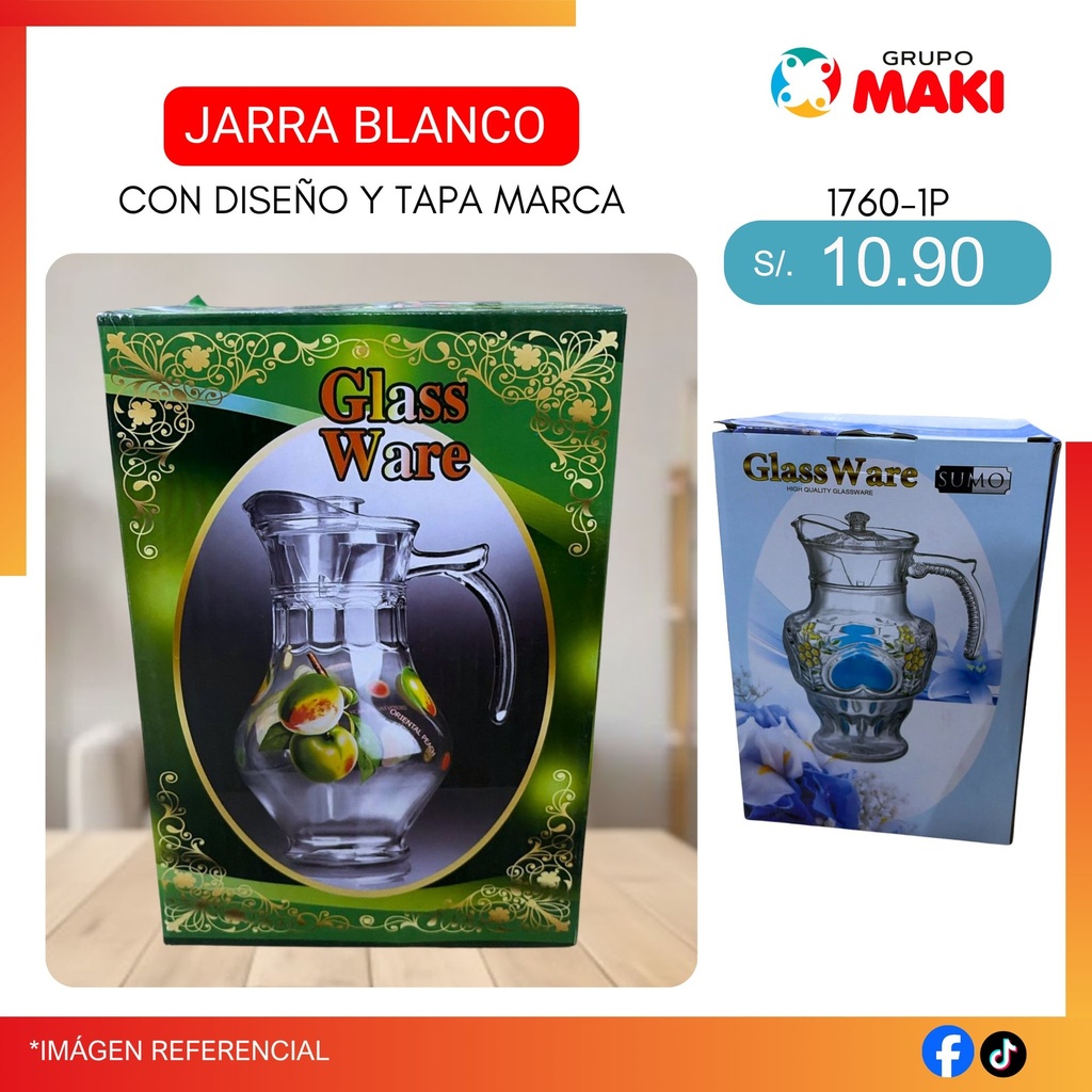 JARRA BLANCO CON DISE?O Y TAPA MARCA SUM 28/04