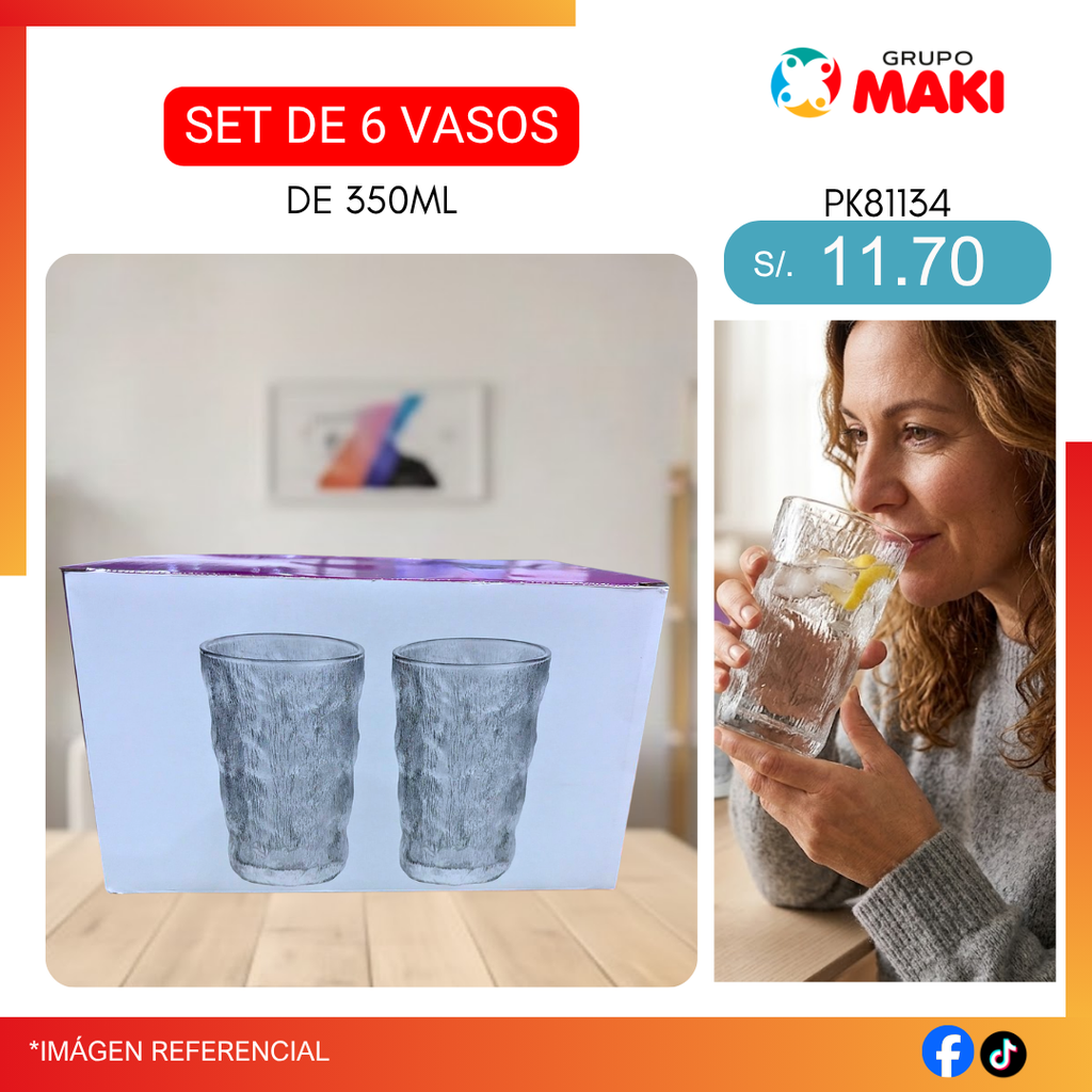 SET DE 6 VASOS DE 350ML PK81134 26/08
