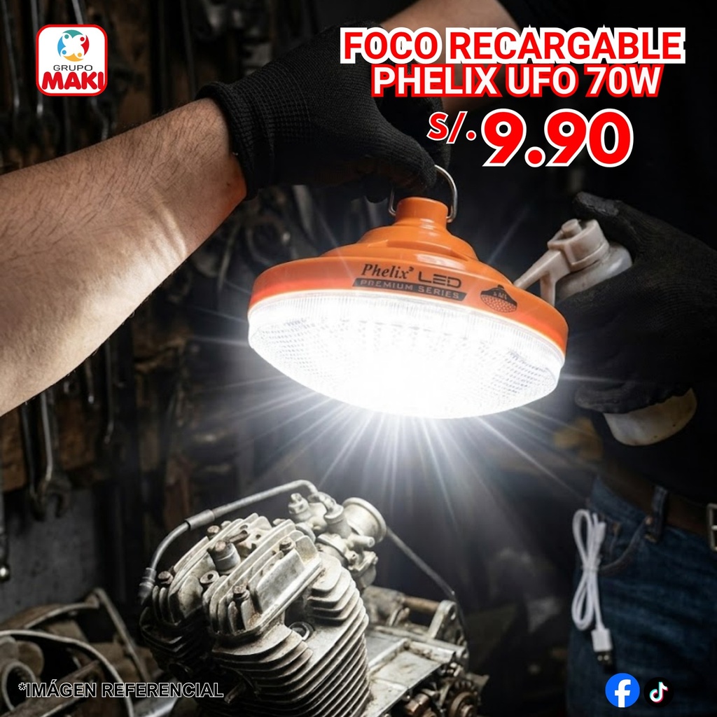 FOCO RECARGABLE PHELIX UFO-120 EM*70W 16/05